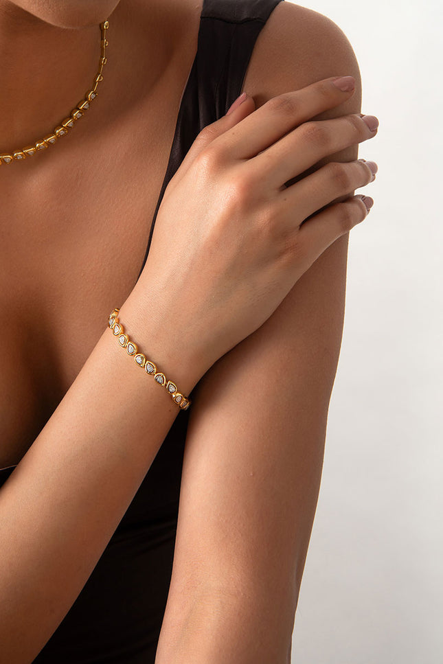 Gold Baguette stone 925 sterling silver bracelet 19