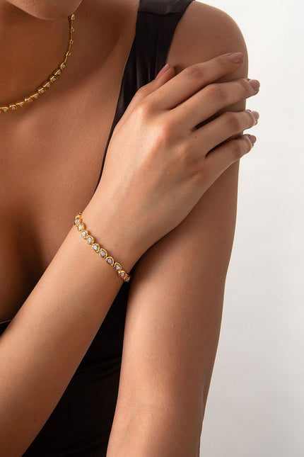 Gold Baguette stone 925 sterling silver bracelet 19