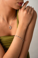 Silver 925 sterling silver heart crystal stone bracelet 20