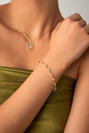 Gold 925 sterling silver heart crystal stone bracelet 20