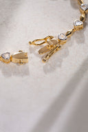 Gold 925 sterling silver heart crystal stone bracelet 20