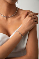 Silver 925 sterling silver bracelet with baguette and crystal stone details 21