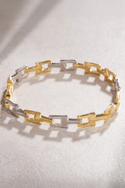 Gold 925 sterling silver bracelet with ring detail 22