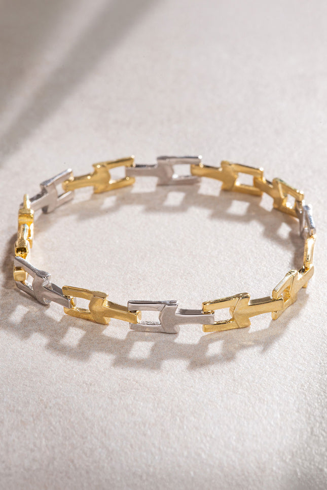 Gold 925 sterling silver bracelet with ring detail 22