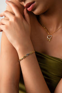 Gold 925 sterling silver bracelet with ring detail 22