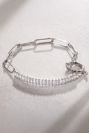 Silver 925 sterling silver chain and crystal stone detailed bracelet 23