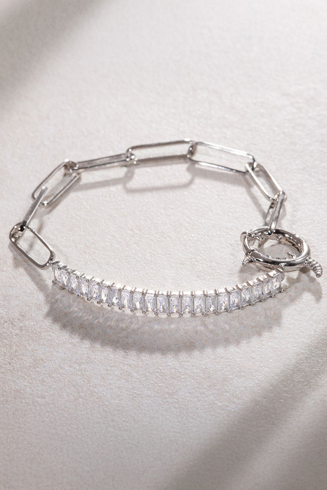 Silver 925 sterling silver chain and crystal stone detailed bracelet 23