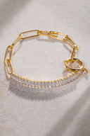 Gold 925 sterling silver chain and crystal stone detailed bracelet 23