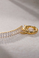 Gold 925 sterling silver chain and crystal stone detailed bracelet 23