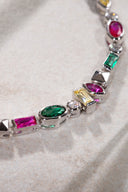 Silver 925 sterling silver colored crystal stone detailed bracelet 25