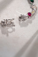 Silver 925 sterling silver colored crystal stone detailed bracelet 25