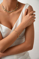 Gold 925 sterling silver colored crystal stone detailed bracelet 25