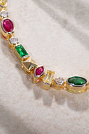 Gold 925 sterling silver colored crystal stone detailed bracelet 25