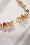 Gold 925 sterling silver colored crystal stone detailed bracelet 25