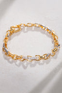 Gold 925 sterling silver bracelet with ring and stone details 26