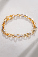 Gold 925 sterling silver bracelet with ring and stone details 26