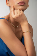 Gold 925 sterling silver bracelet with ring and stone details 26