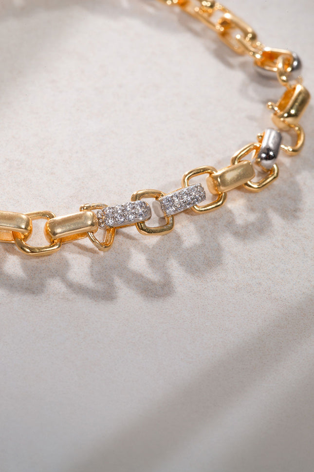 Gold 925 sterling silver bracelet with ring and stone details 26