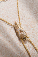 Gold 925 sterling silver shahmaran with bird feather and crystal stone detail 27