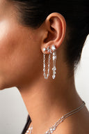 Silver 925 sterling silver sparkling stone detailed earrings 31