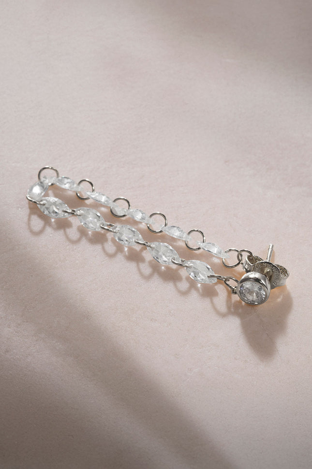 Silver 925 sterling silver sparkling stone detailed earrings 31