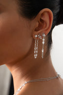 Silver 925 sterling silver sparkling stone detailed earrings 31