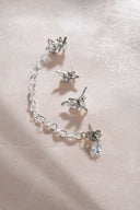 Silver Leaf and crystal stone detailed 925 sterling silver earrings 33