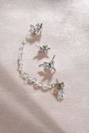 Silver Leaf and crystal stone detailed 925 sterling silver earrings 33