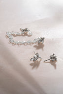 Silver Leaf and crystal stone detailed 925 sterling silver earrings 33