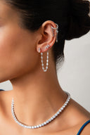 Silver Leaf and crystal stone detailed 925 sterling silver earrings 33