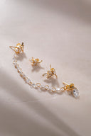 Gold Leaf and crystal stone detailed 925 sterling silver earrings 33