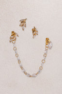 Gold Leaf and crystal stone detailed 925 sterling silver earrings 33