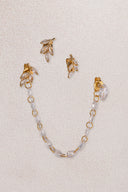 Gold Leaf and crystal stone detailed 925 sterling silver earrings 33