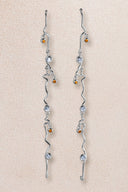 Silver Long and dangling crystal stone detailed 925 sterling silver earrings 34