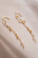 Gold Long and dangling crystal stone detailed 925 sterling silver earrings 34