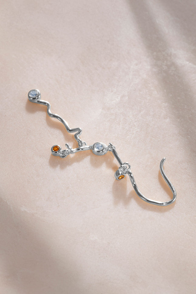 Silver 925 sterling silver crystal stone detailed earrings 35