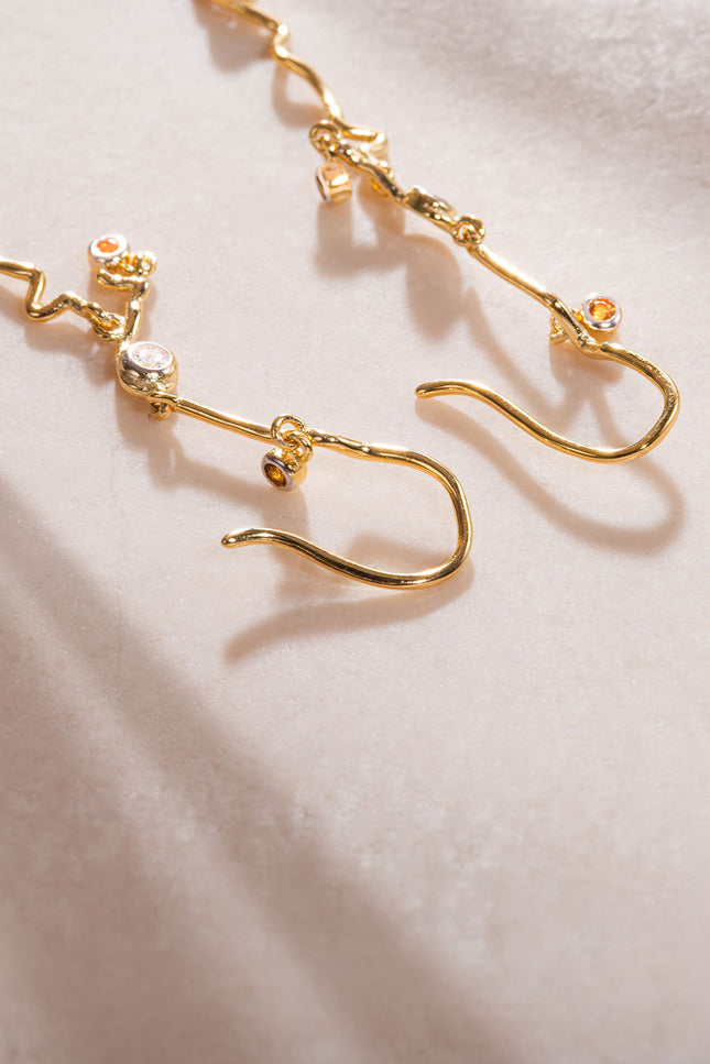 Gold 925 sterling silver crystal stone detailed earrings 35
