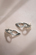 Silver Curved and crystal stone detailed 925 sterling silver earrings 36