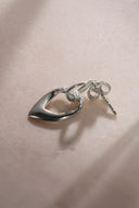 Silver Curved and crystal stone detailed 925 sterling silver earrings 36