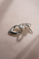 Silver Curved and crystal stone detailed 925 sterling silver earrings 36