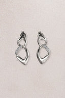 Silver Curved and crystal stone detailed 925 sterling silver earrings 36