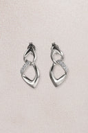 Silver Curved and crystal stone detailed 925 sterling silver earrings 36