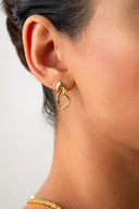 Gold Curved and crystal stone detailed 925 sterling silver earrings 36