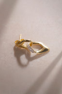 Gold Curved and crystal stone detailed 925 sterling silver earrings 36