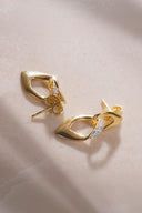 Gold Curved and crystal stone detailed 925 sterling silver earrings 36