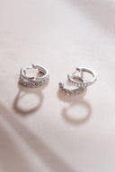 Silver 925 sterling silver hoop and crystal stone detailed earrings pair 38