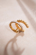 Gold 925 sterling silver hoop and crystal stone detailed earrings pair 38