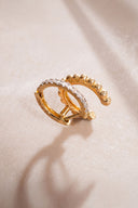 Gold 925 sterling silver hoop and crystal stone detailed earrings pair 38