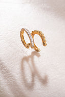 Gold 925 sterling silver hoop and crystal stone detailed earrings pair 38