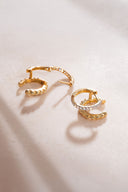 Gold 925 sterling silver hoop and crystal stone detailed earrings pair 38